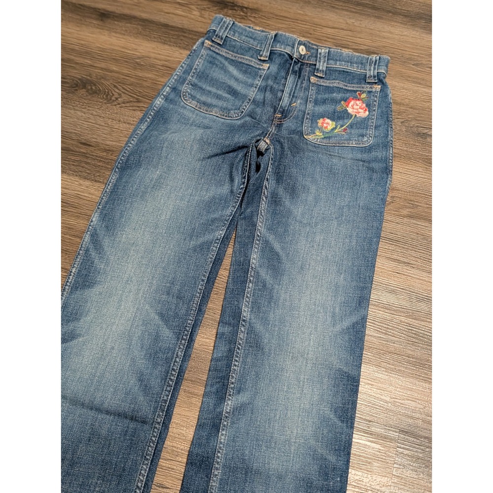 Polo Ralph Lauren Floral Embroidered Patch Pocket Jeans Blue 27R High Rise